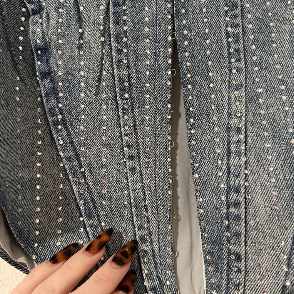 Never Worn Superdown Rhinestone Denim Corset Top … - image 3
